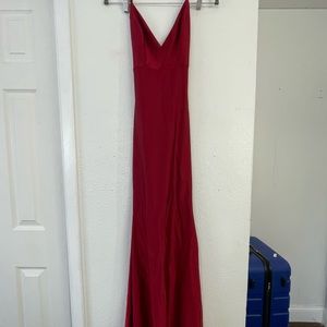 Long red no back dress